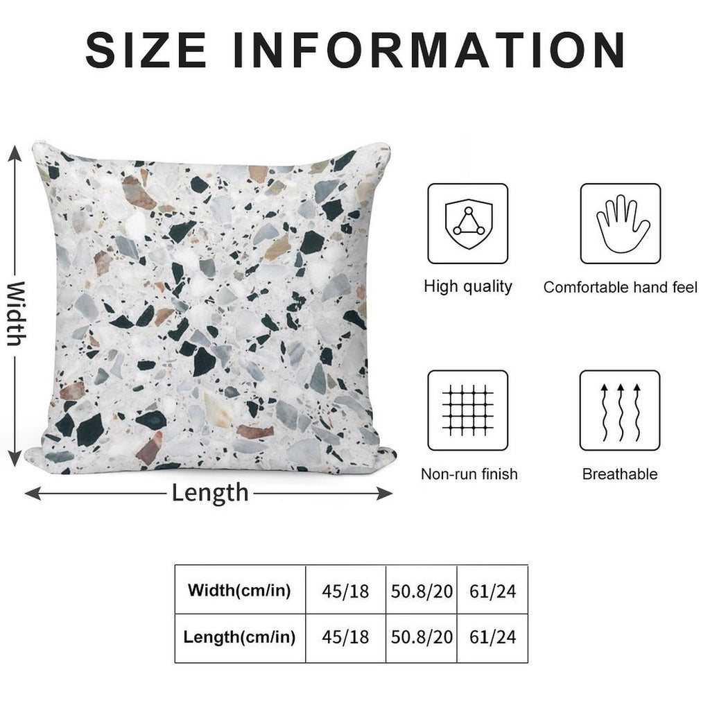 Terrazzo Black, White, Grey And Bronze Soft Hidden Zipper Throw Pillow