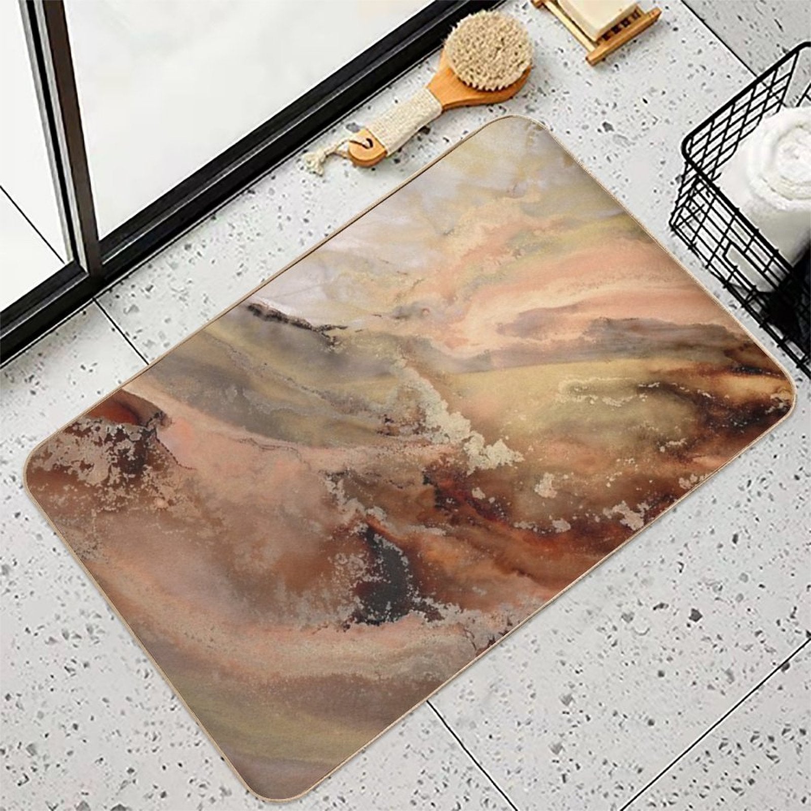 Abstract Autumn, Brown, Gold And Orange, Warm Colours, Abstract Art  Anti-Trip Bath Mat