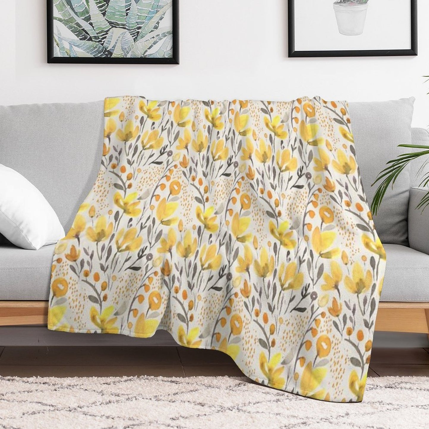 Yellow Field All-season Throw Blanket