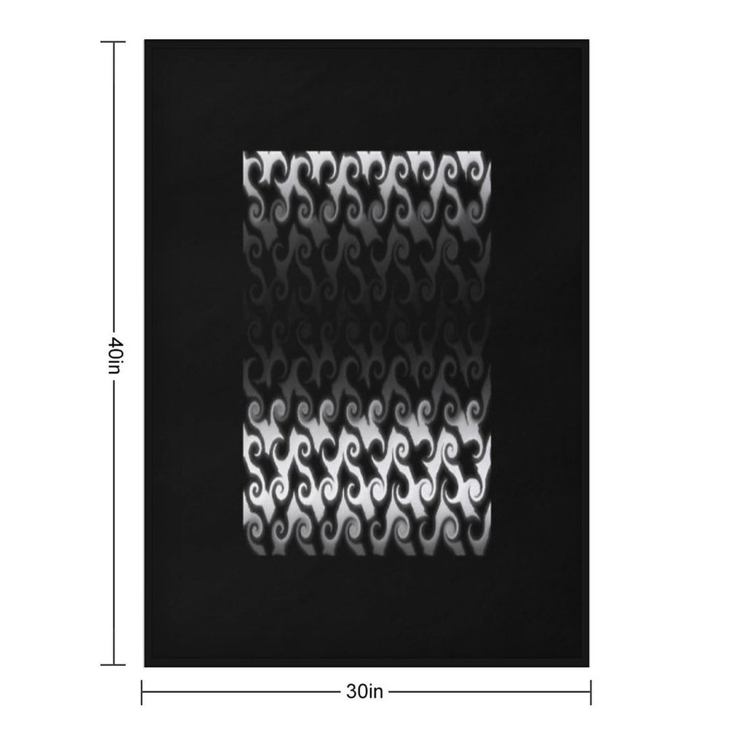 Black And White Curl Pattern. Eco-conscious Throw Blanket
