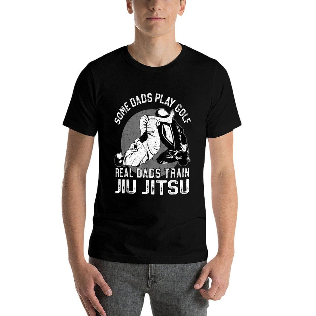 Jiu Jitsu Dad Father Some Dads Play Golf Real Dads Train Jiu  Ribbed Collar T-Shirt