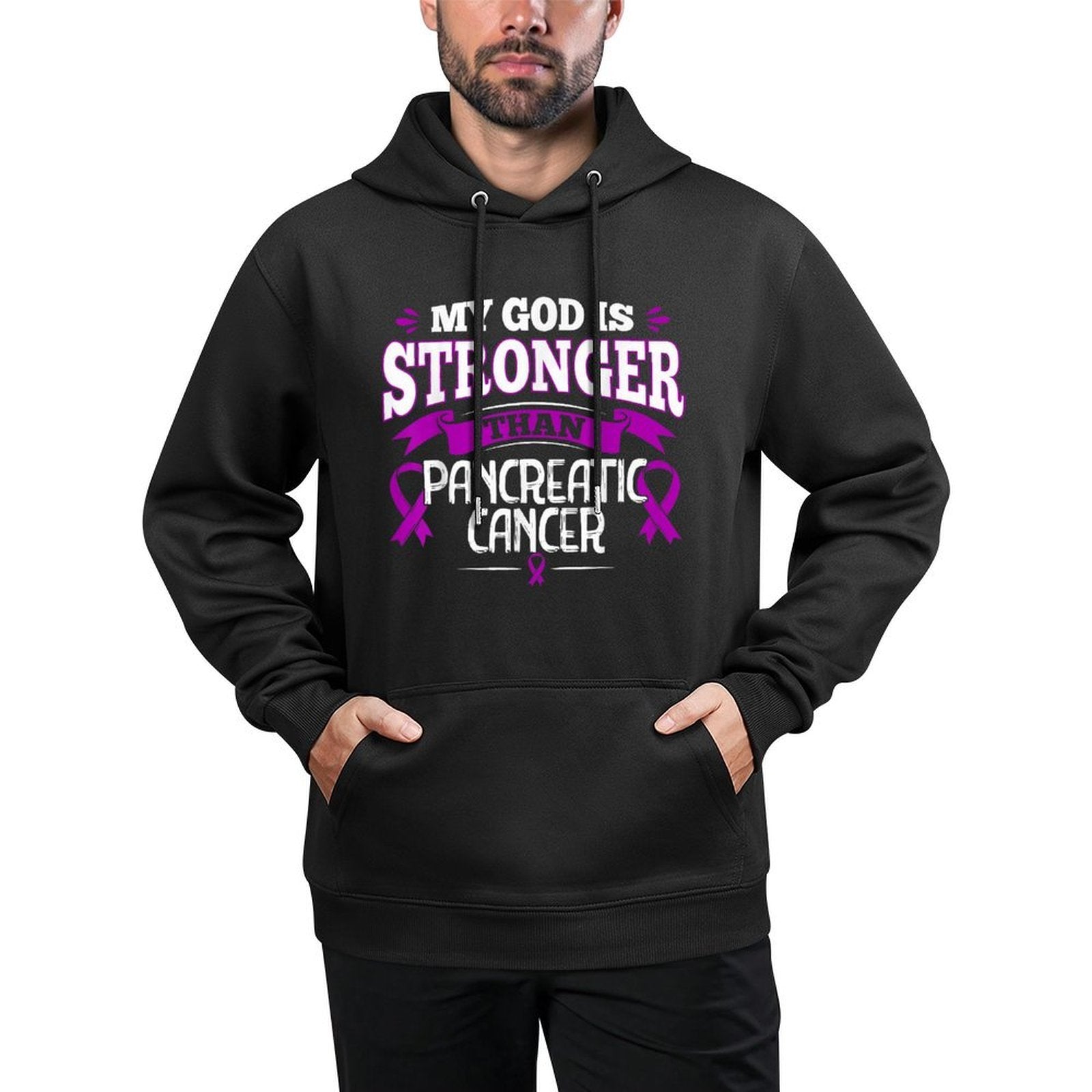 Purple Awareness Ribbon - Pancreatic Cancer Survivor Colorfast Hoodie