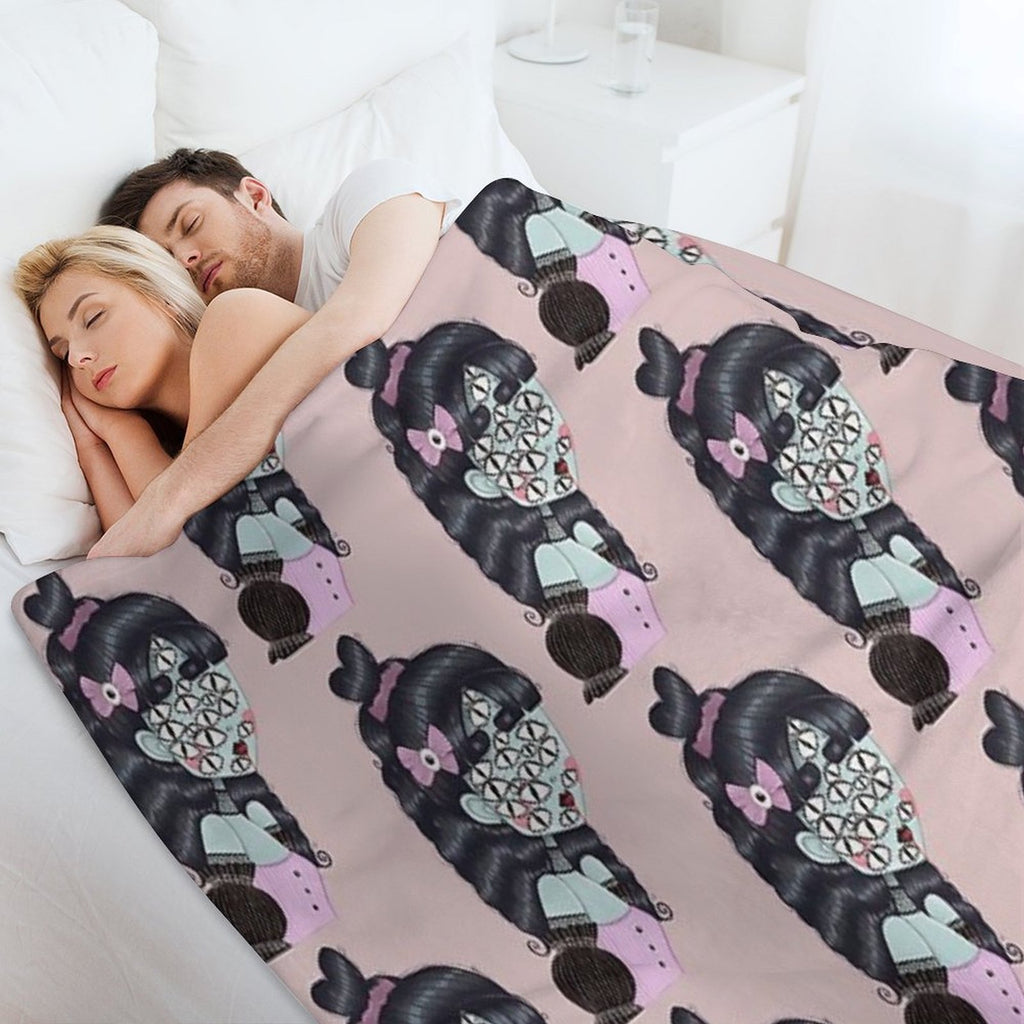 Pastel Goth Creature Illustration Easy Care Throw Blanket