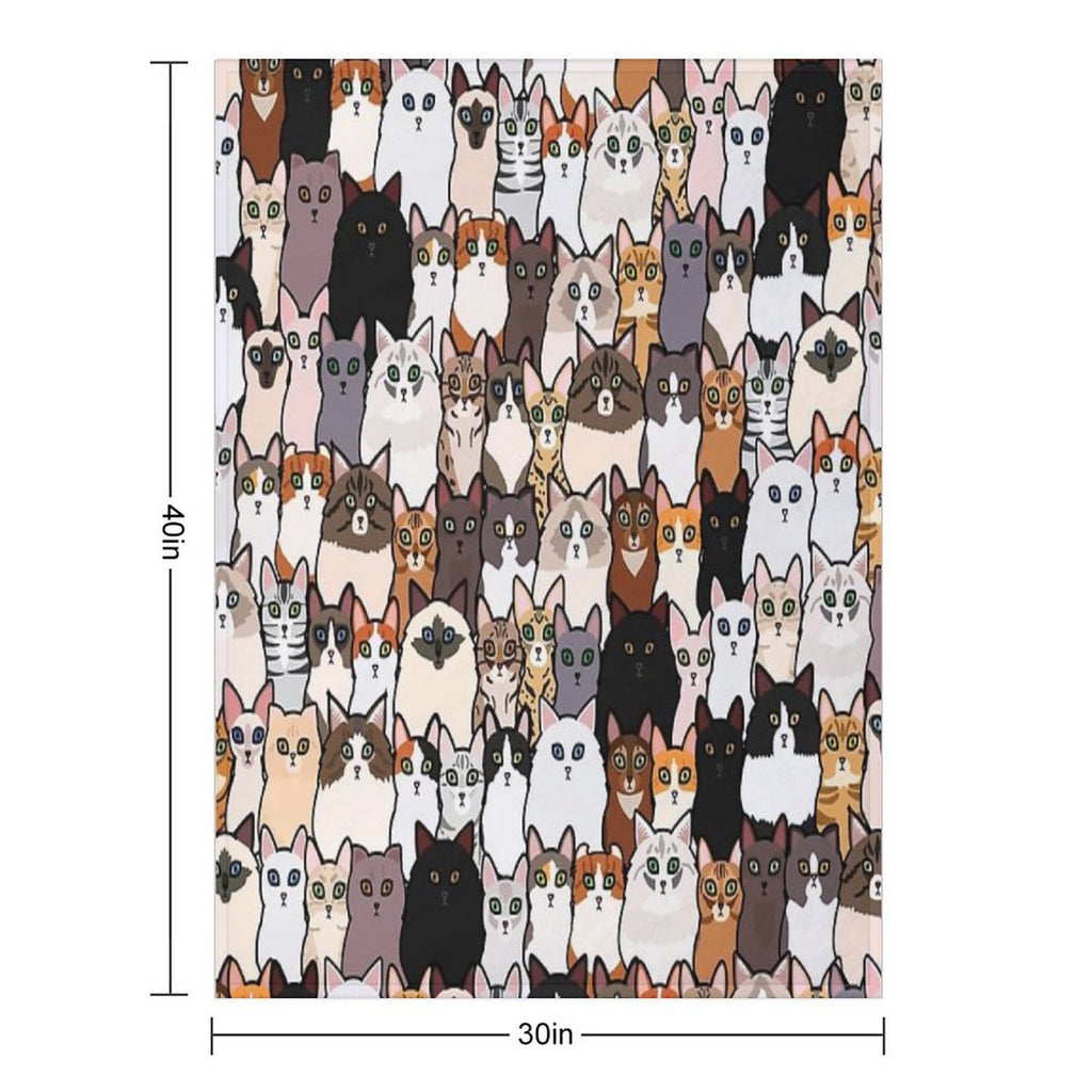 Cute So Many Cats Collage Sustainable Throw Blanket