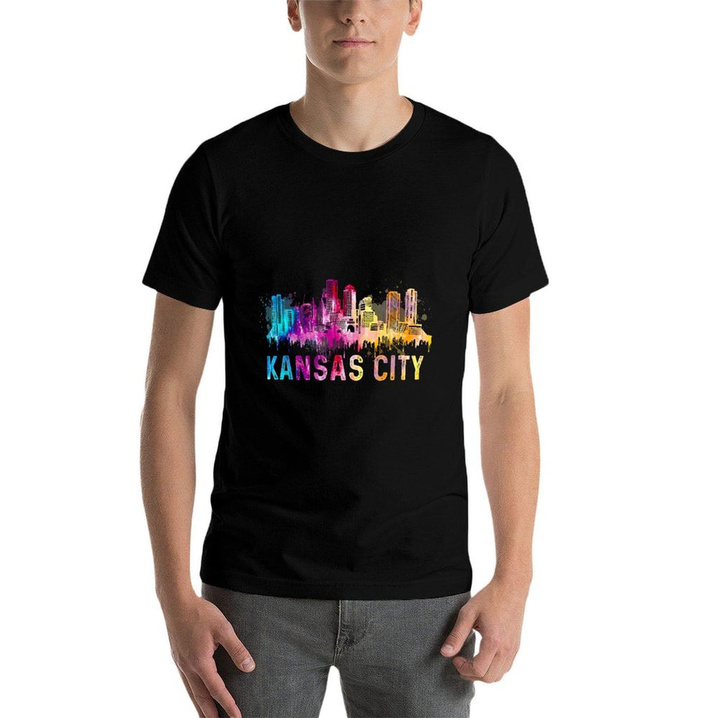 Kansas City Missouri Retro Watercolor Skyline Gifts  Soft T-Shirt