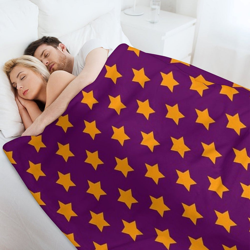 Orange Stars Purple Background Pattern Design Durable Throw Blanket