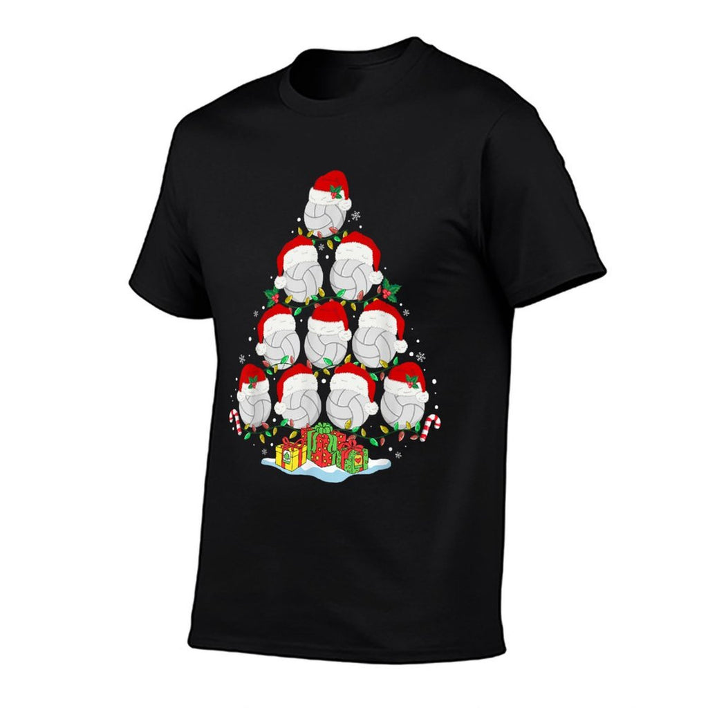 Volleyball Christmas Tree Lights Funny Xmas Girlsn Women  Oversized Silhouette T-Shirt