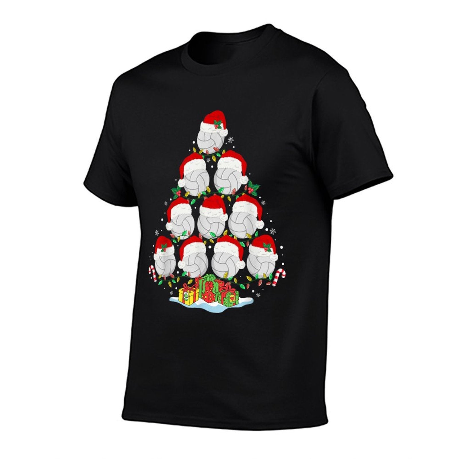 Volleyball Christmas Tree Lights Funny Xmas Girlsn Women  Oversized Silhouette T-Shirt