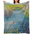 Spring at Kingfisher Pool Wrinkle-free Throw Blanket