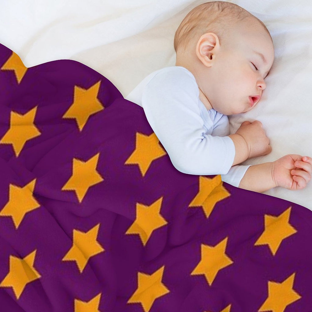 Orange Stars Purple Background Pattern Design Durable Throw Blanket