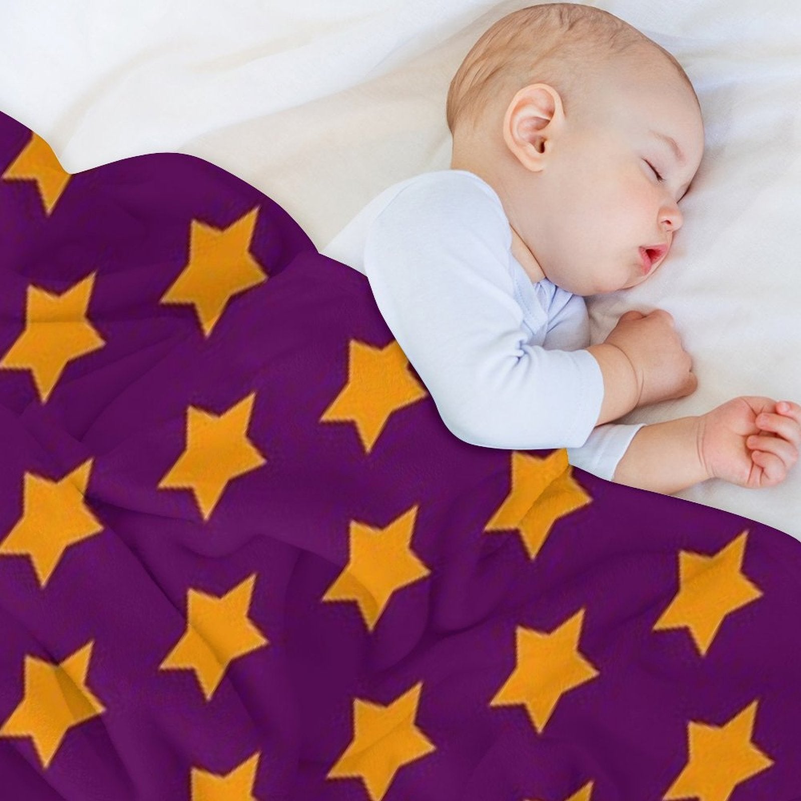 Orange Stars Purple Background Pattern Design Durable Throw Blanket