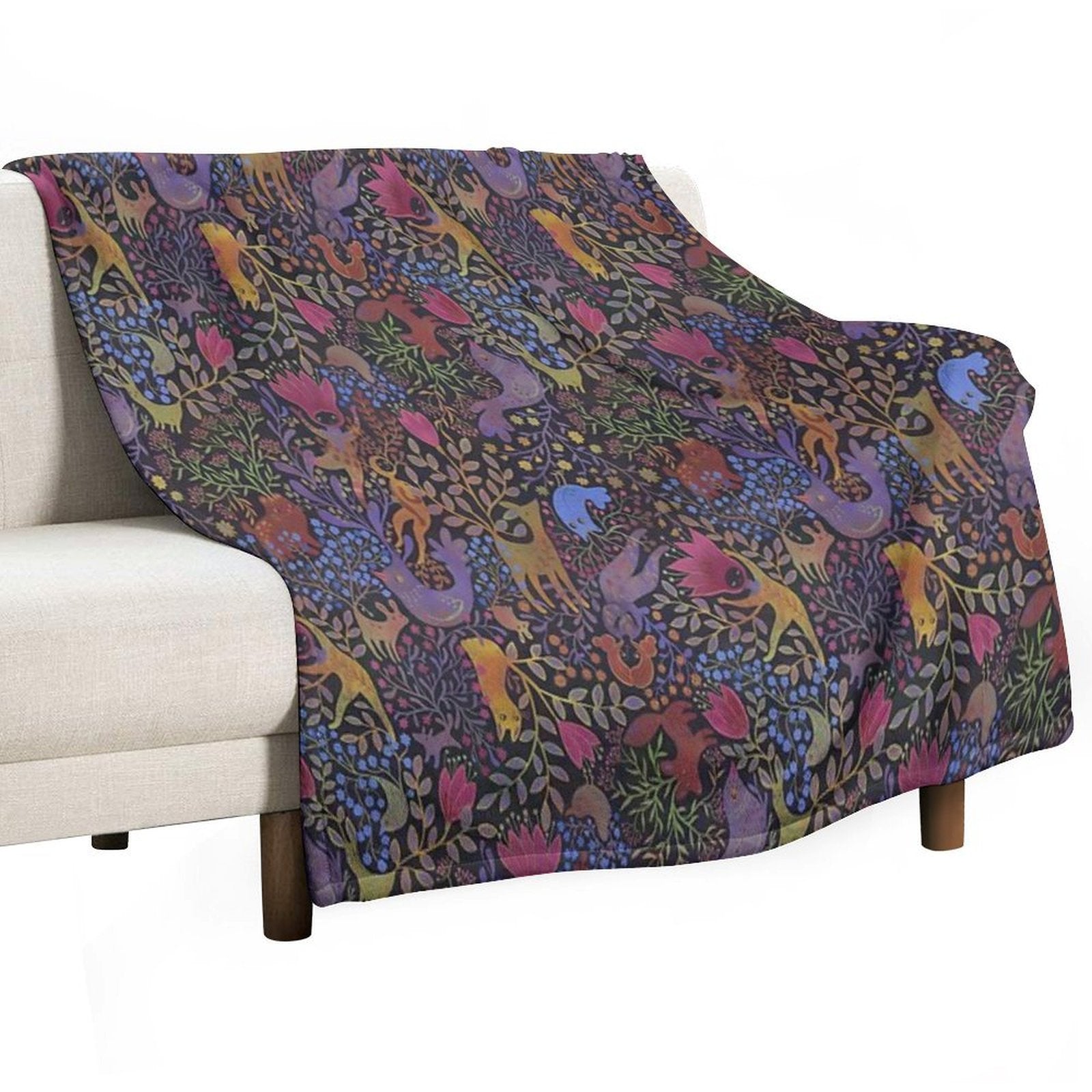 Jewel Tone Design in Dark Background All-season Throw Blanket