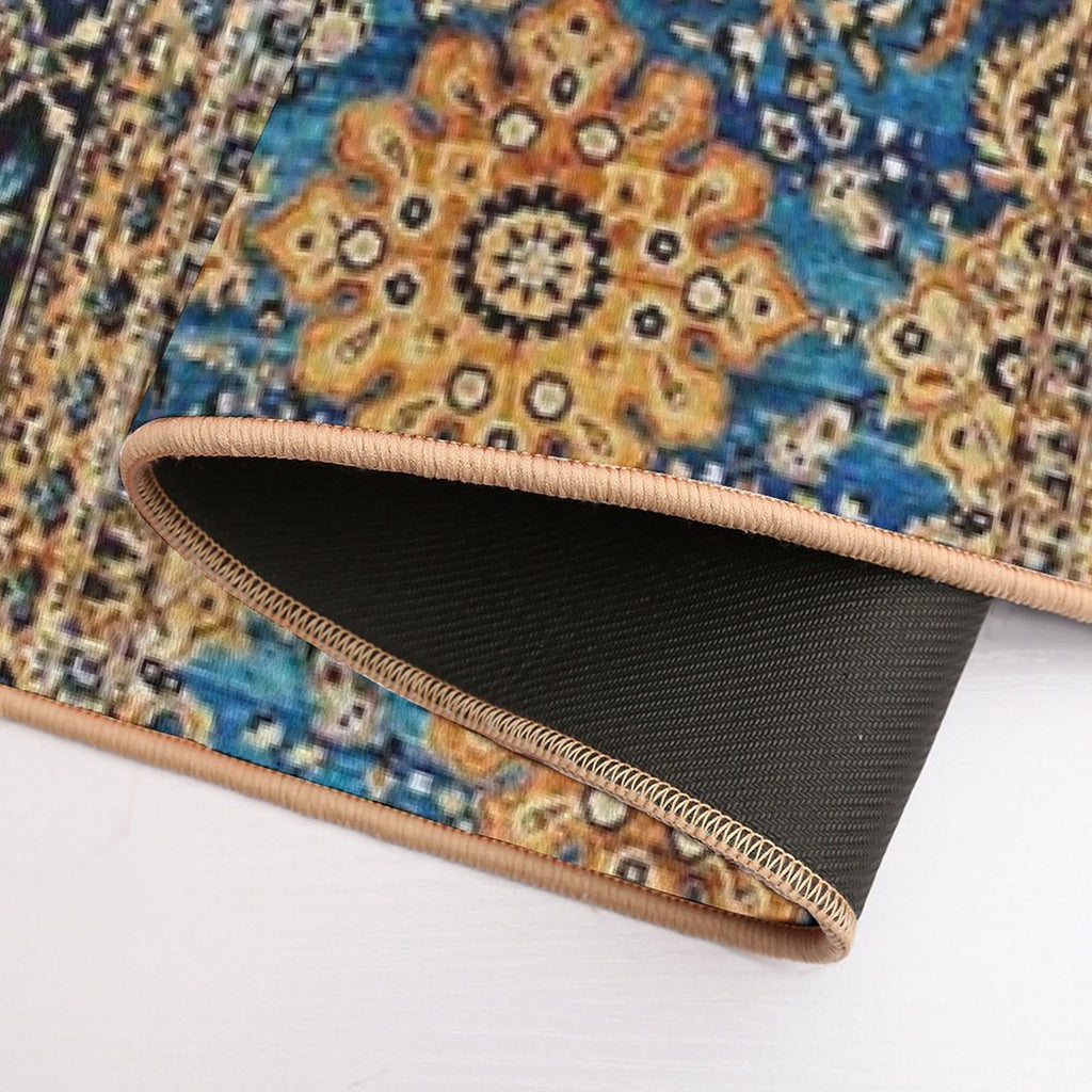 Antique Blue Persian Kirman Rug Print  Stain-Proof Bath Mat