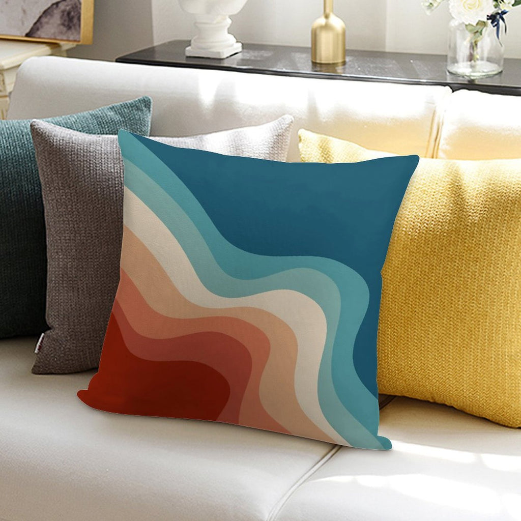 Retro Style Waves Soft Short Plush Fabric Throw Pillow