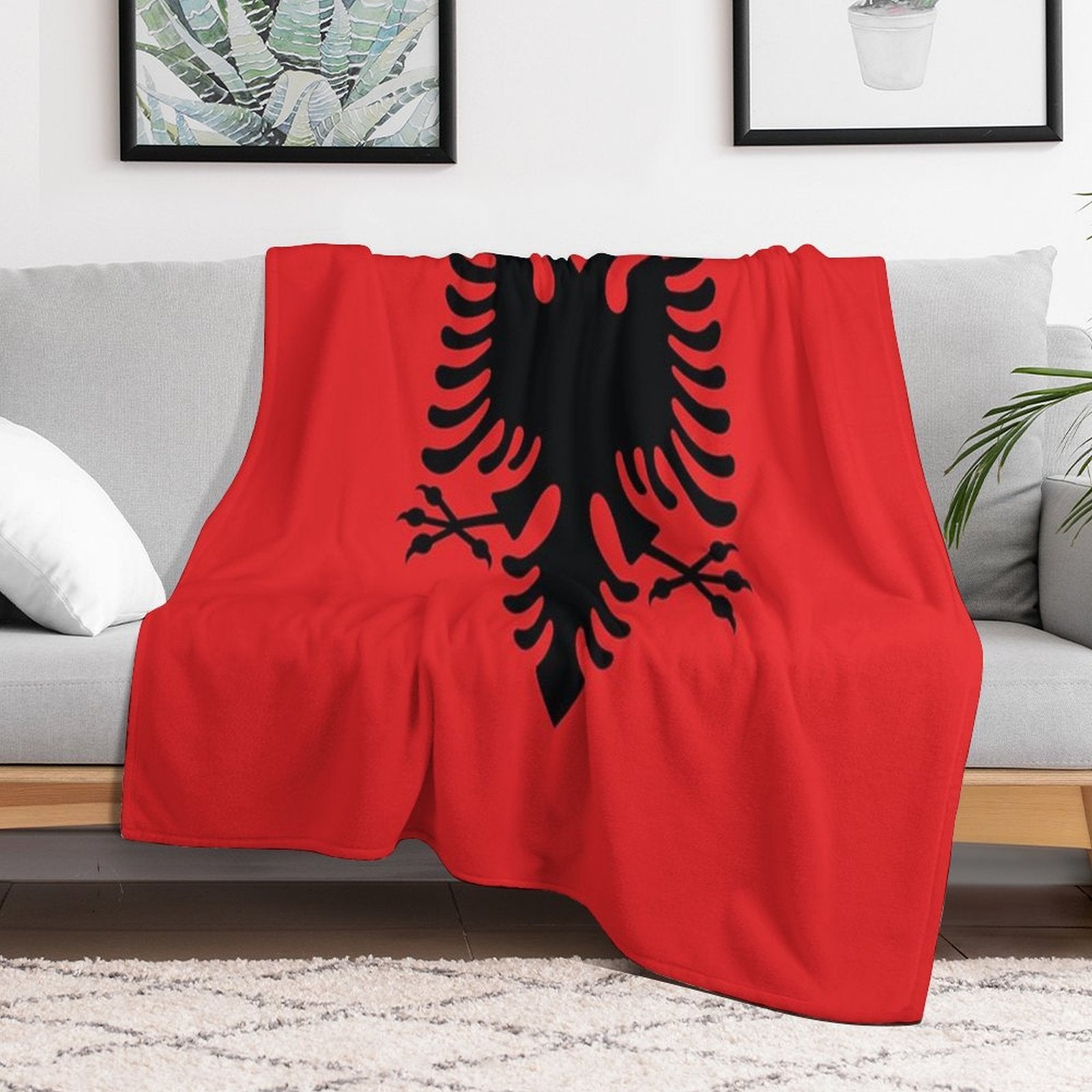 Albanian Flag Eco-conscious Throw Blanket