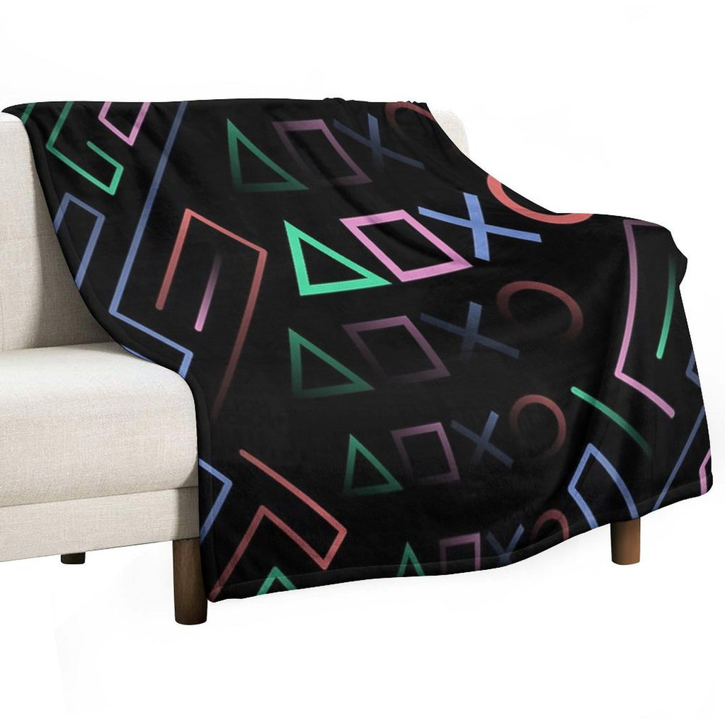 Digital Classic Gamer Icons Pop Art Sustainable Throw Blanket