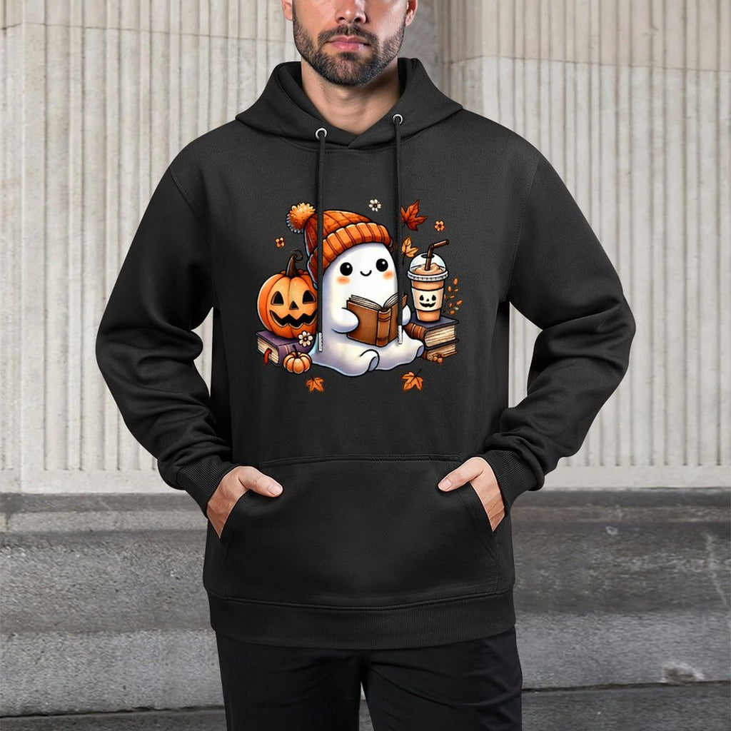 Cute Ghost Reading Book Lovers Funny Womens Girls Halloween Layering Staple Hoodie