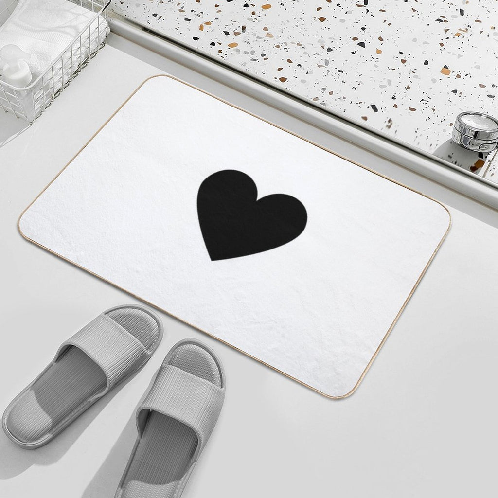 Black Heart  Stain-Proof Bath Mat