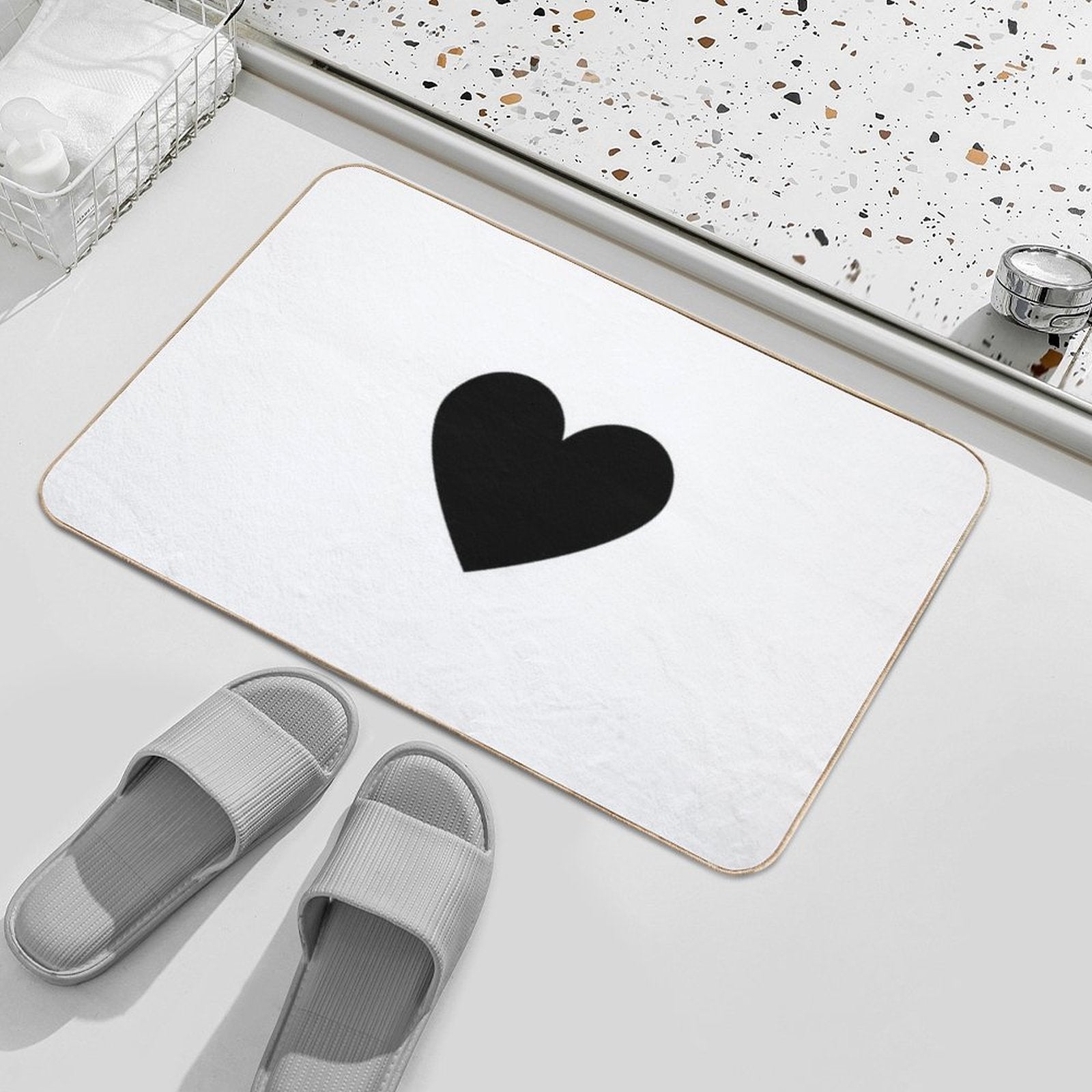 Black Heart  Stain-Proof Bath Mat