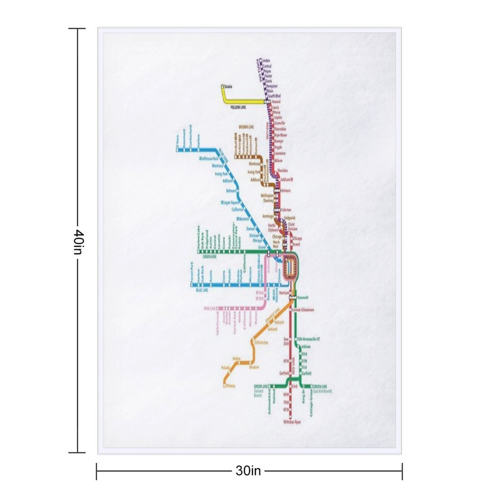 Chicago Trains Map Velvety-soft Throw Blanket