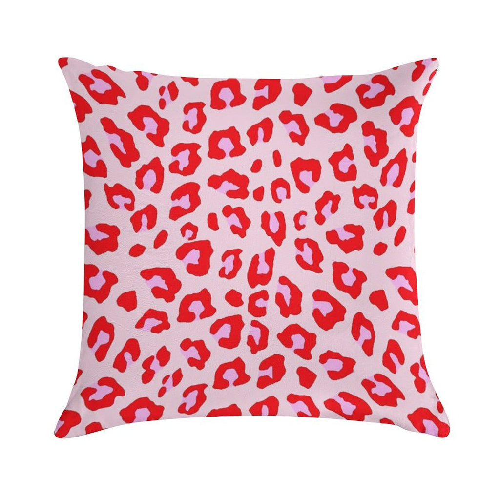 Leopard Print - Red And Pink Original Soft Reinforced Edging Throw Pillow