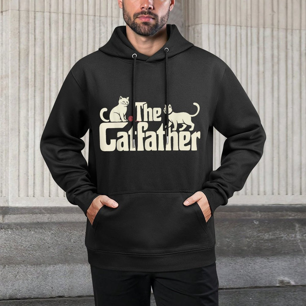 The Catfather Funny Cat Dad Fathers Day Cat Lover Breathable Fabric Hoodie