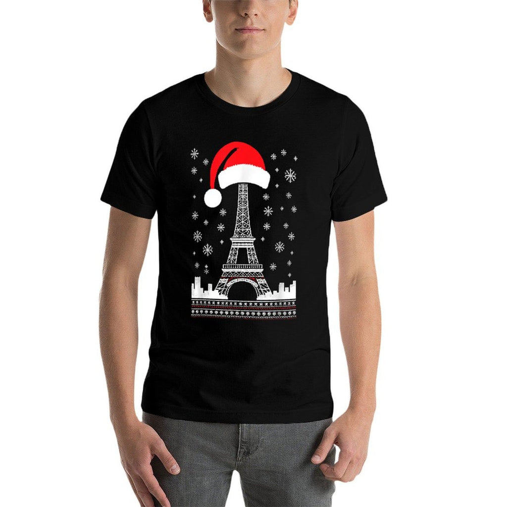 Eiffel Tower Santa Hat - Funny Vintage Paris Ugly Christmas  Soft T-Shirt