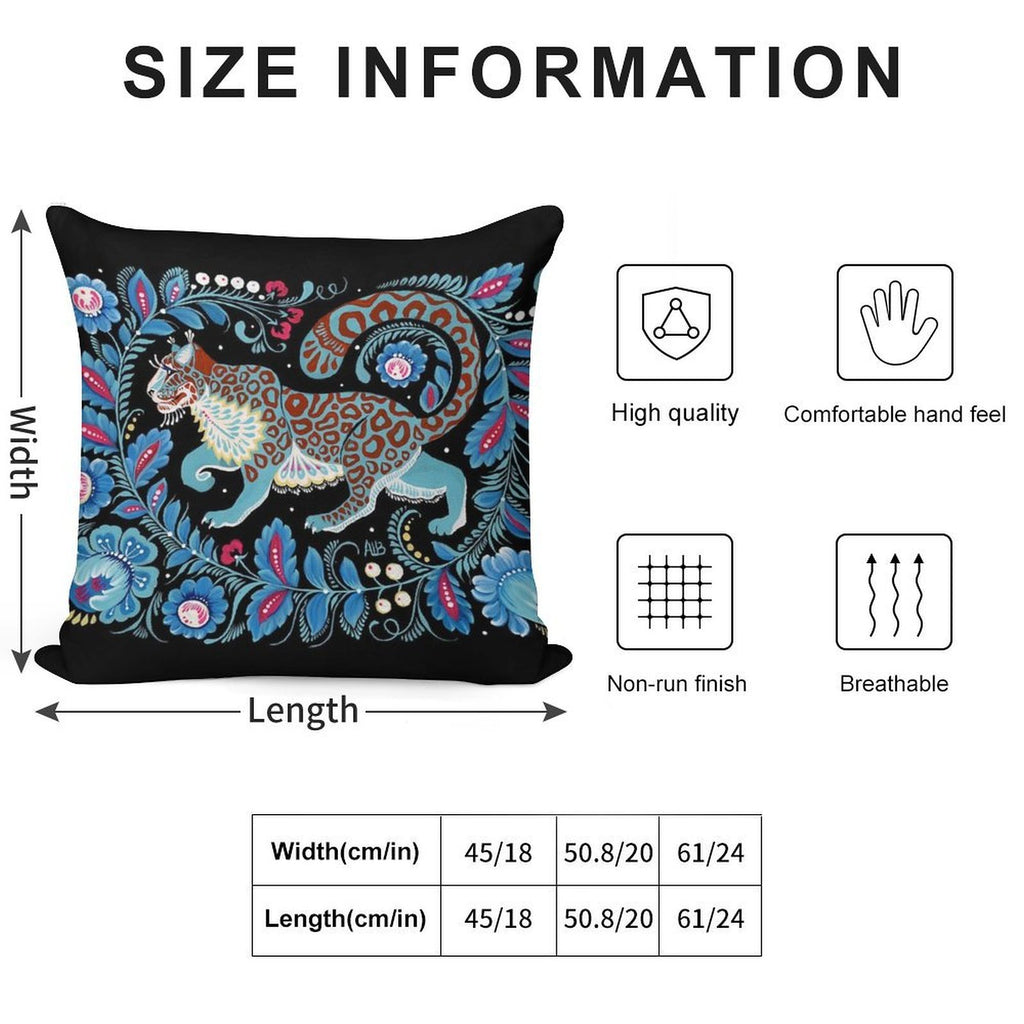 Snow Leopard Folk Art Soft Bedroom Essential Throw Pillow