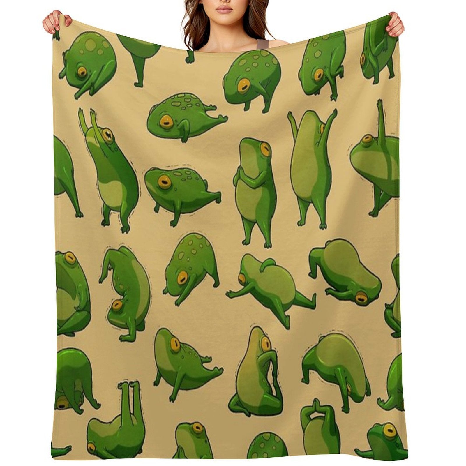 Yoga Frogs Poster With Text Anti-pilling Throw Blanket