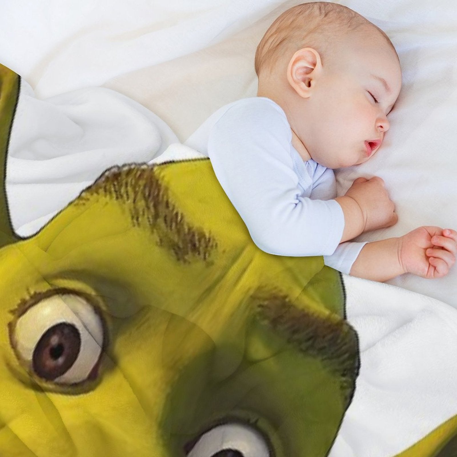 Surprised Shrek Meme Sticker – Funny Ahh! You Just Scared Shrek Decal Easy Care Throw Blanket