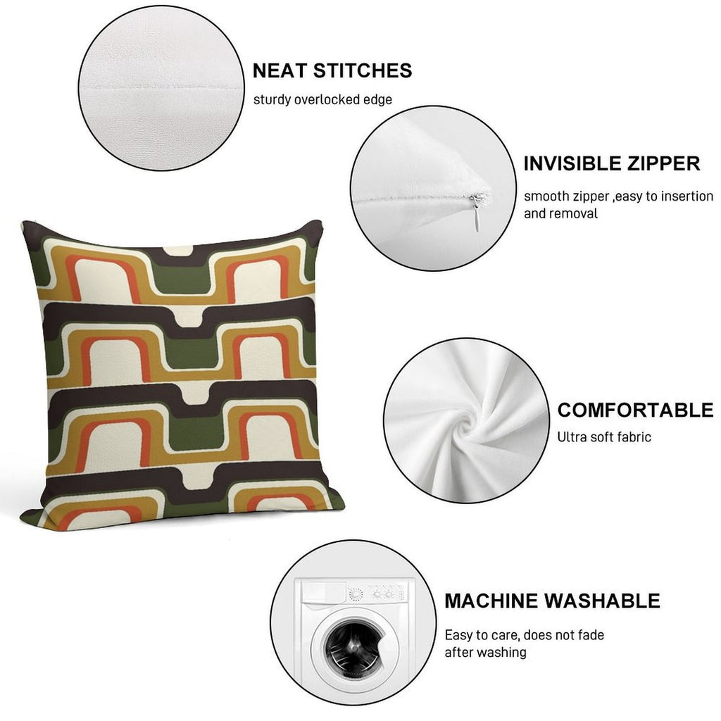 Mid-Century Modern Meets 1970s Soft Gift Ready Throw Pillow