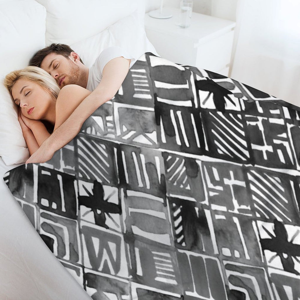 Classic Black Summer Geo Easy Care Throw Blanket