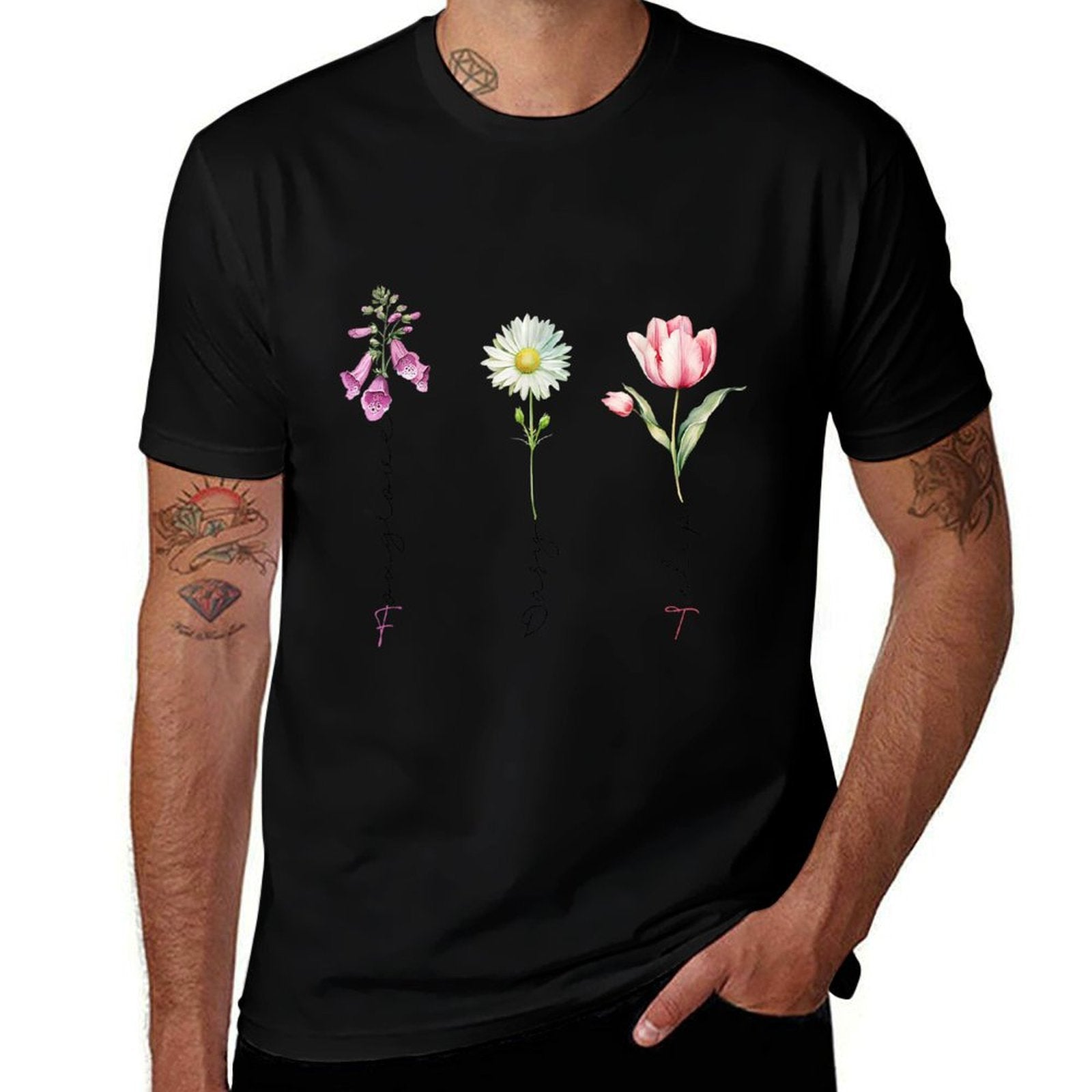 Foxglove Daisy Tulip Floral Funny Political  Easy-care T-Shirt