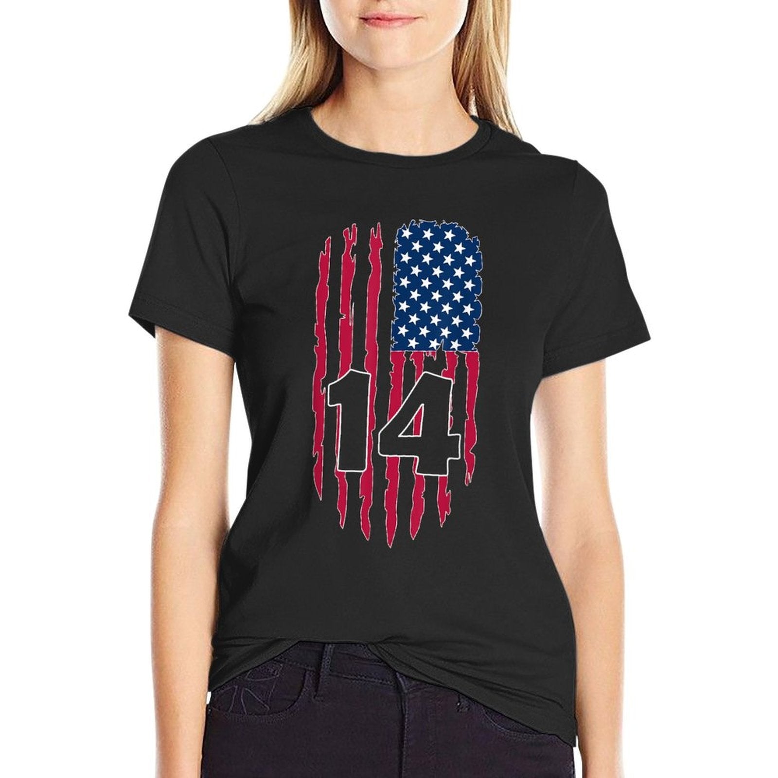 USA NUMBER 14 YEAR OLD BOY 14TH BIRTHDAY  Durable T-Shirt