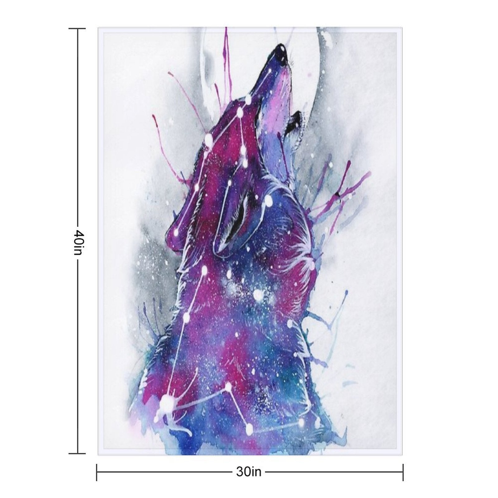 Galaxy Wolf Machine-washable Throw Blanket