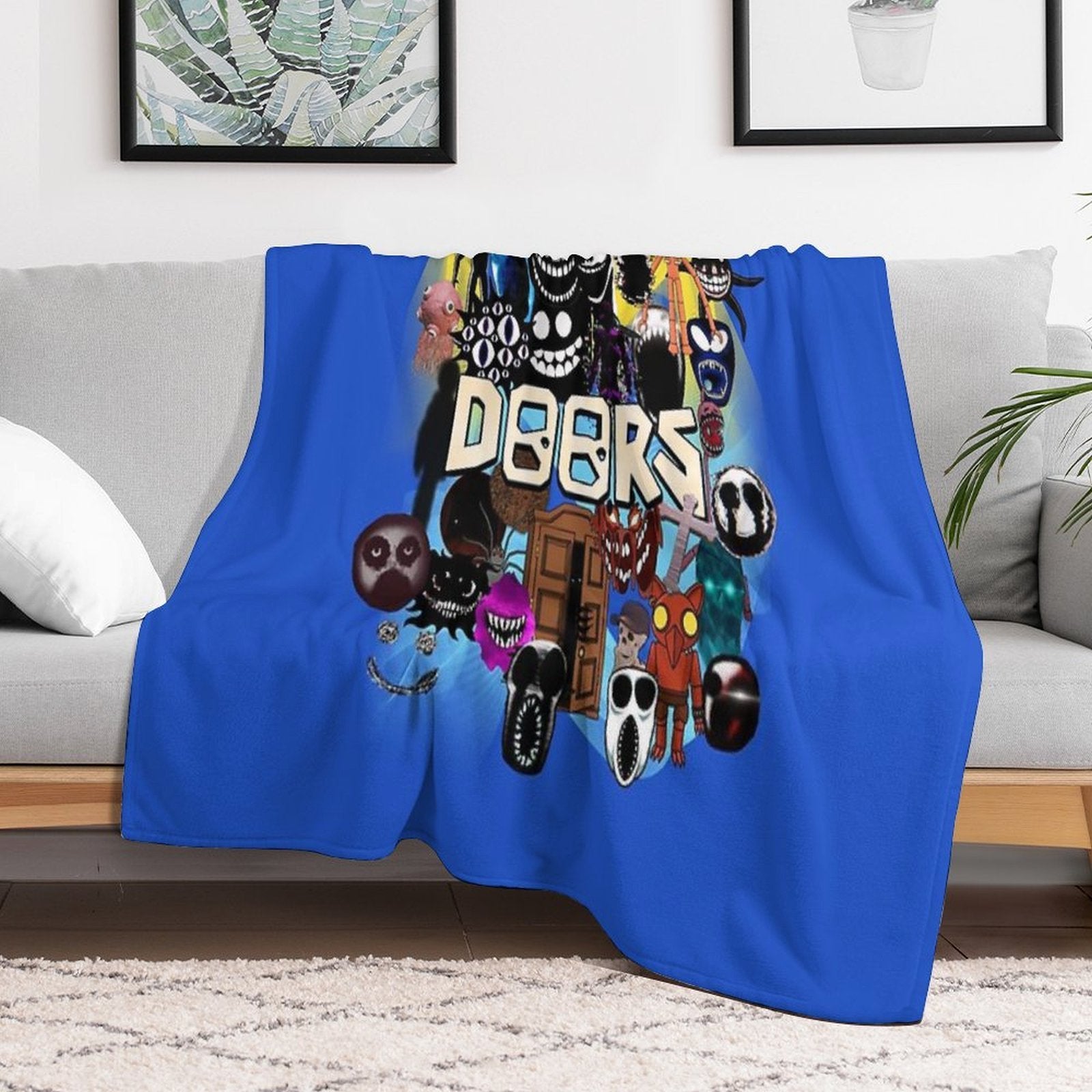 Doors All The Entities New Doors Game Update Easy Care Throw Blanket