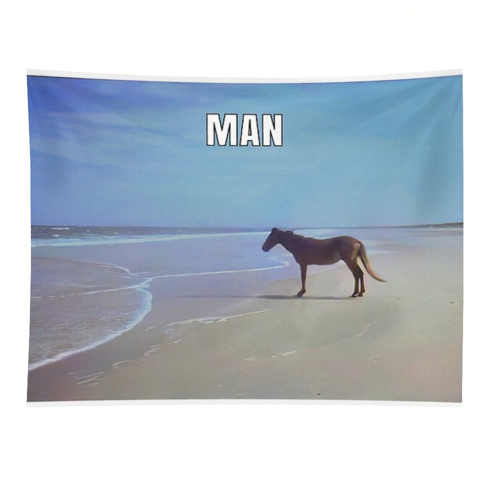 Man ♞ HD  Horse on Beach Meme Tapestry