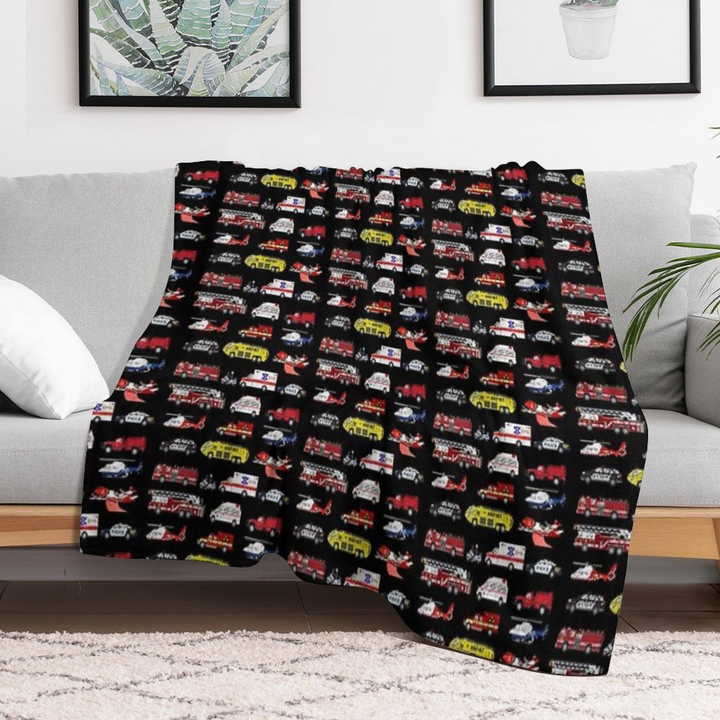 Emergency Vehicles - The Kids' Picture Show Sustainable Throw Blanket