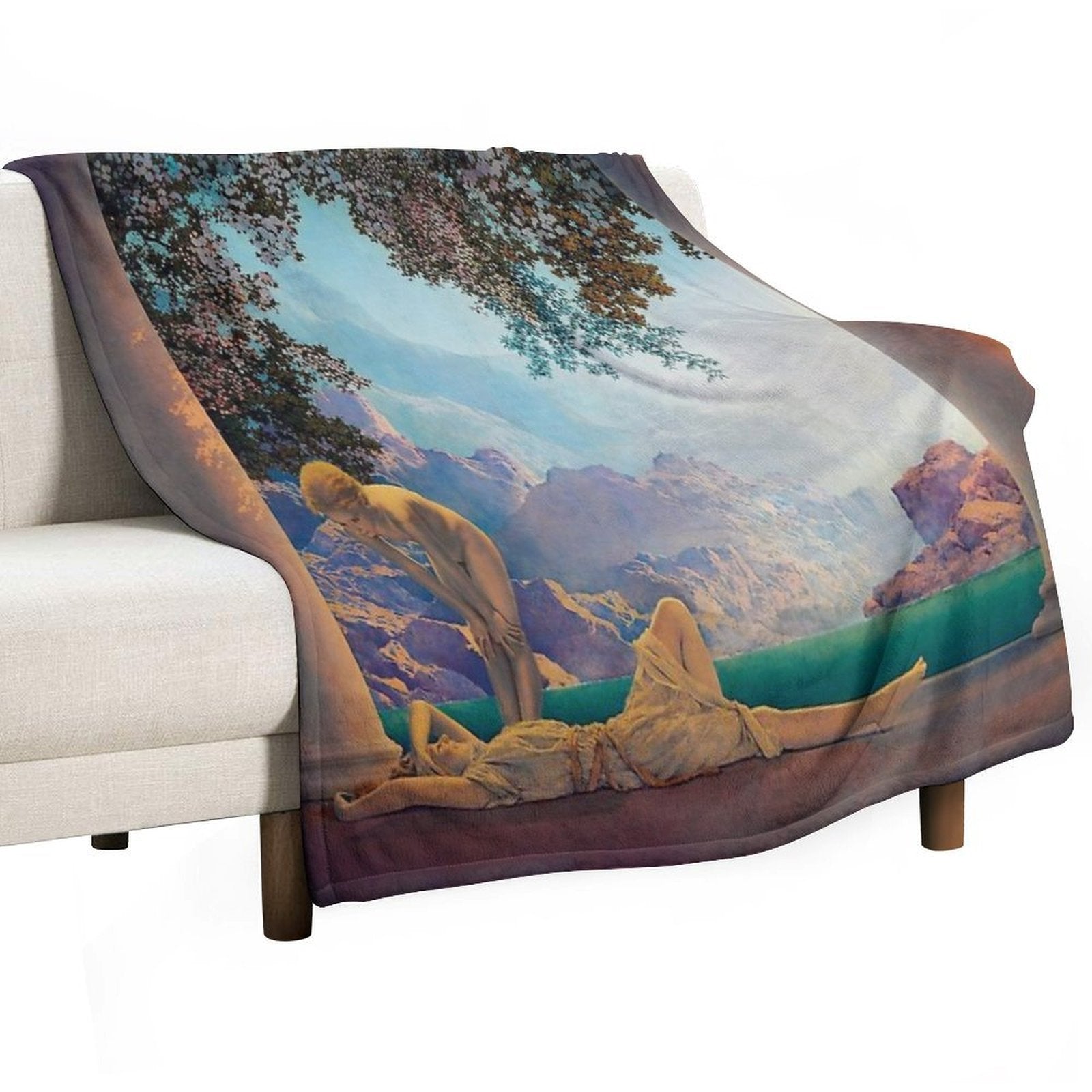 Maxfield Parrish. Daybreak. 1923 Travel-friendly Throw Blanket