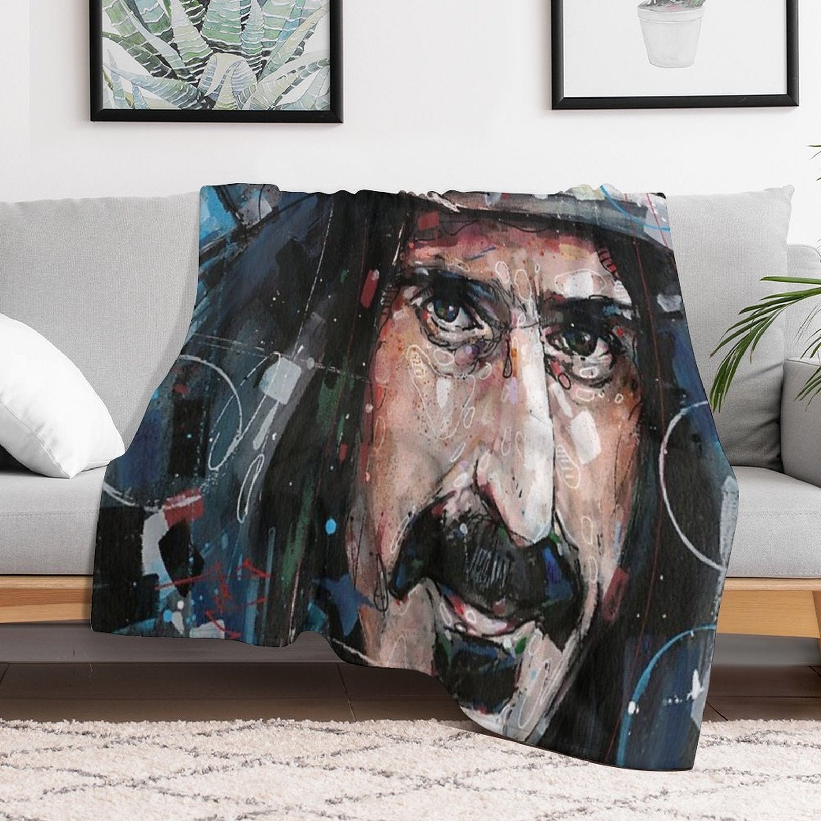 Frank Zappa Painting Eco-conscious Throw Blanket