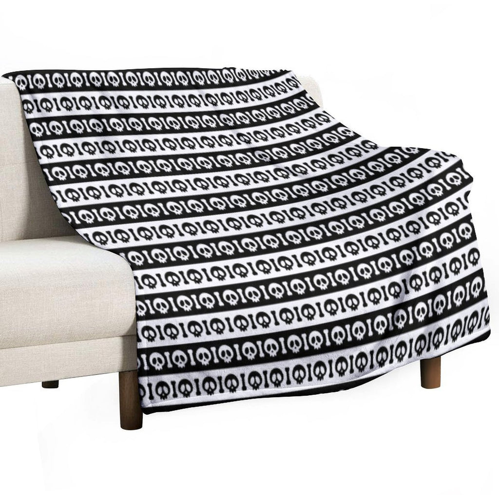 Skeleton Stripes - Black And White Easy Care Throw Blanket