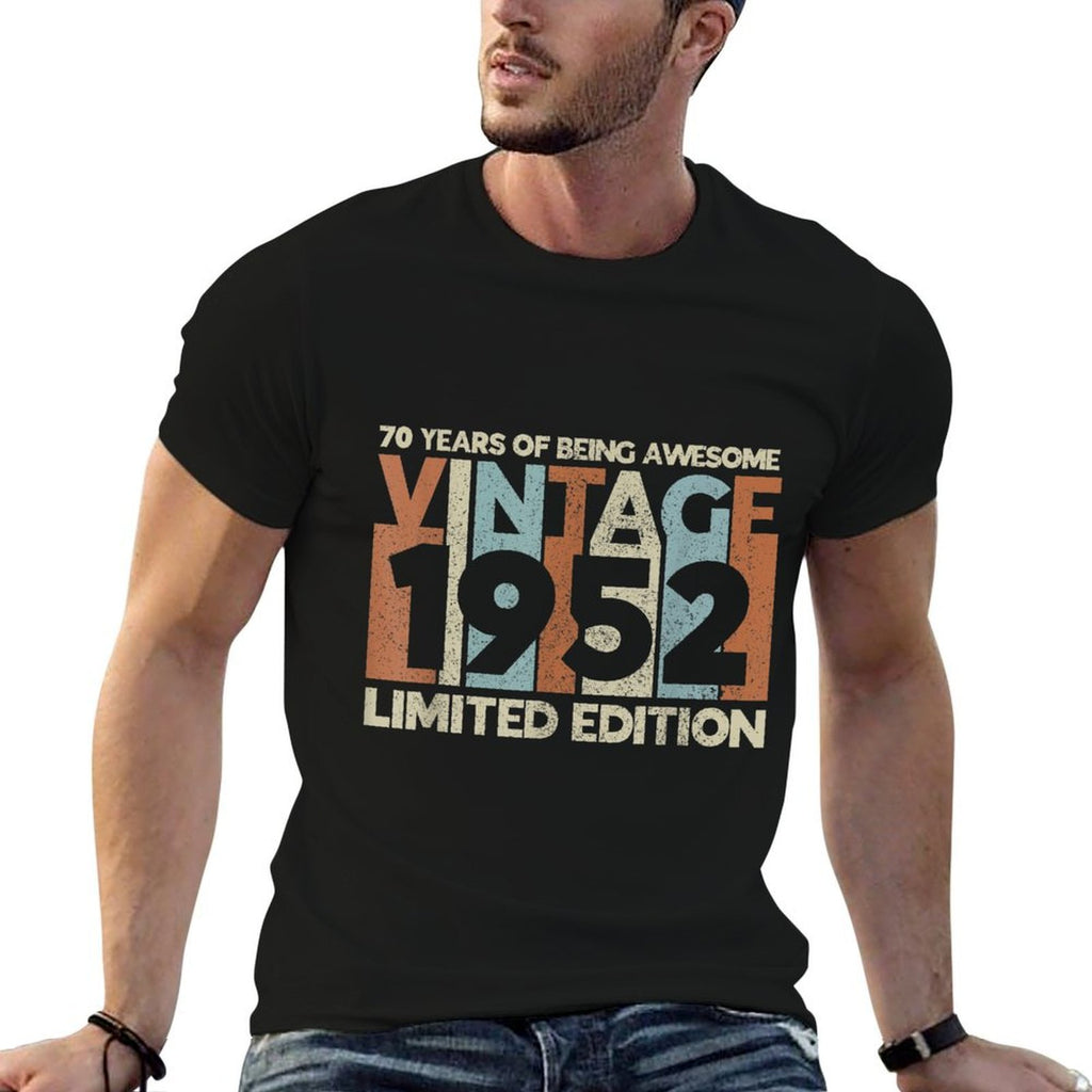 Vintage 70th Birthday 70 Years Old Awesome Limited  High-quality Stitching T-Shirt