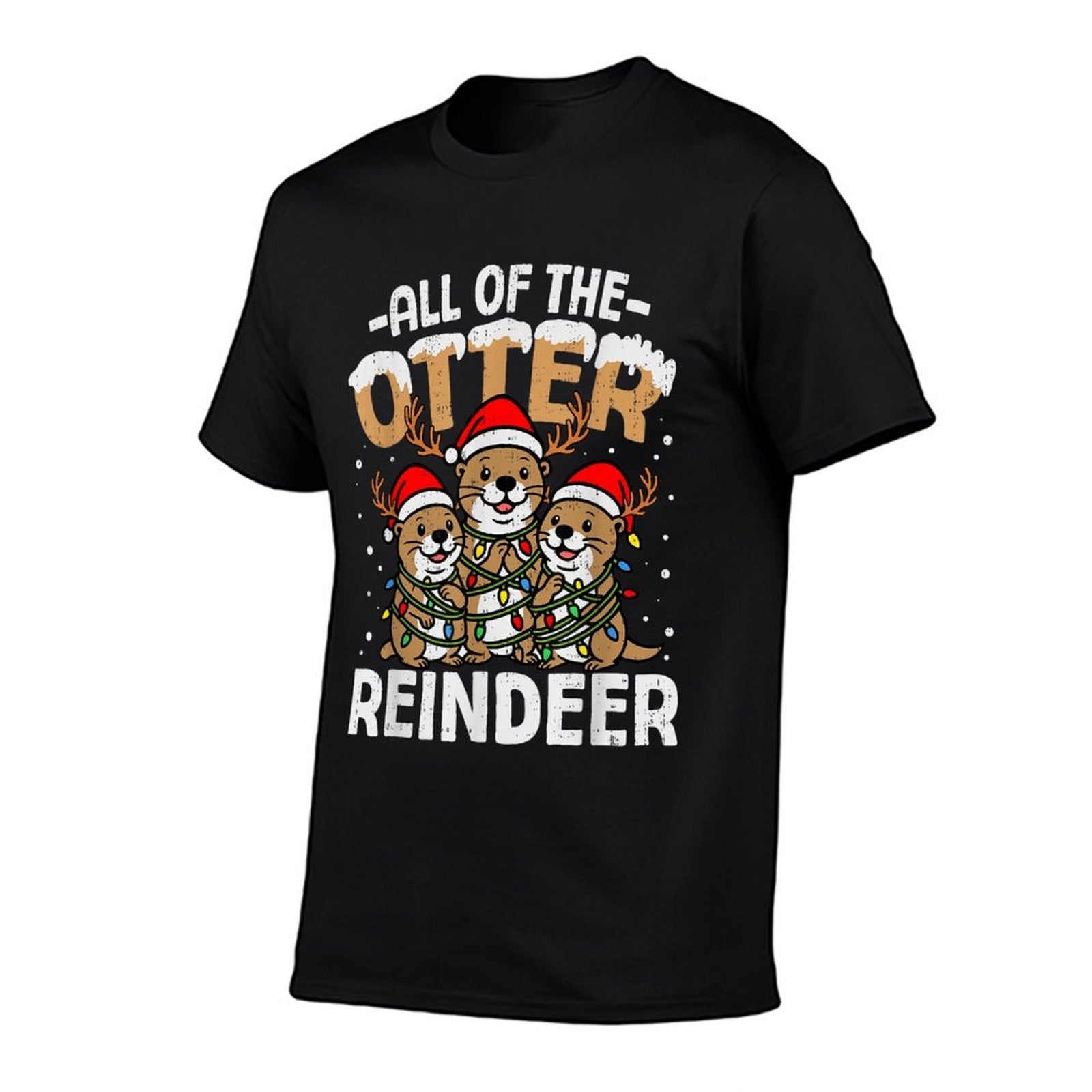 Funny Otter Reindeer Santa Christmas Animal Pun Xmas Holiday  Eco-friendly Material T-Shirt