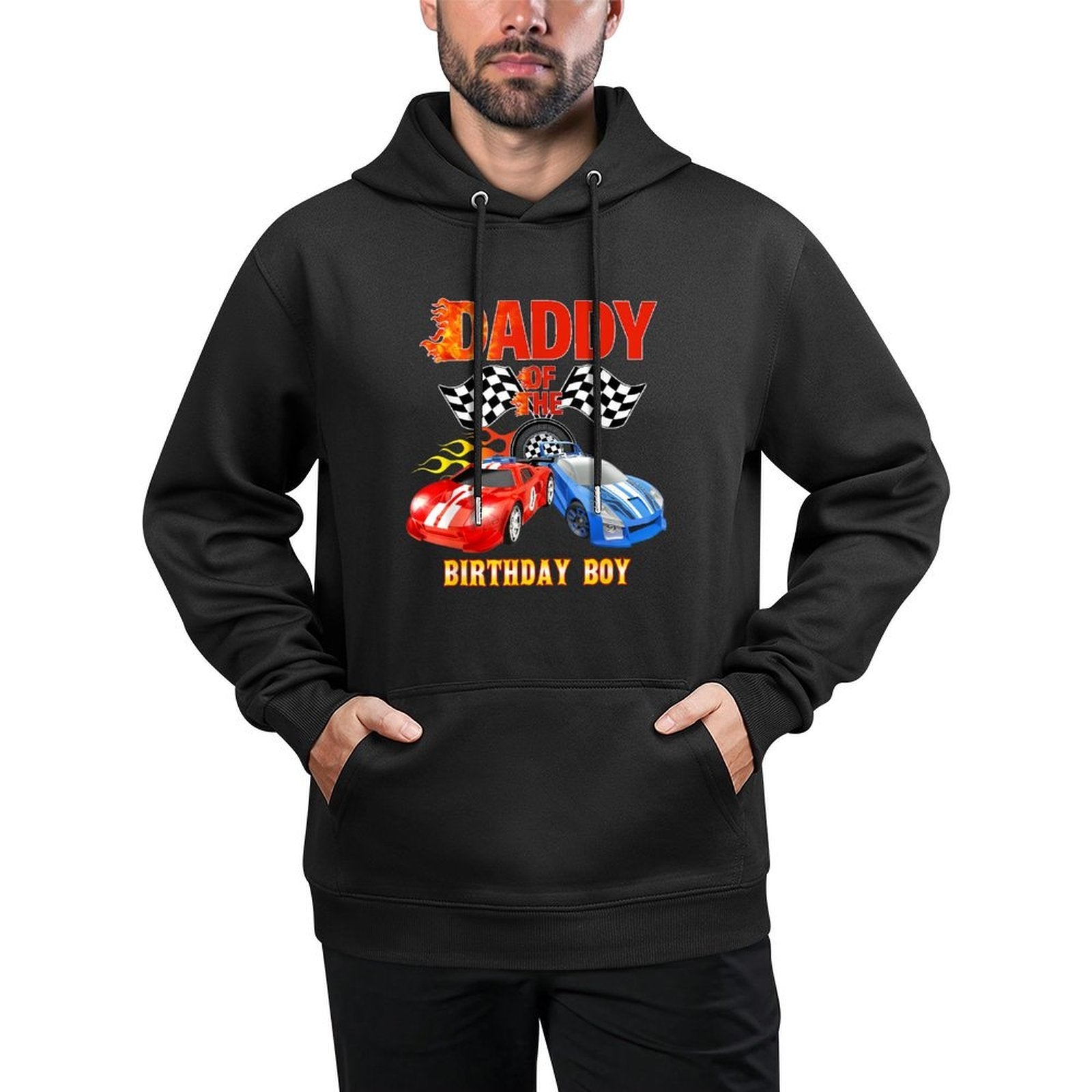 Daddy Of The Birthday Boy Fire Race Car Wheel Birthday Shrink-Resistant Hoodie