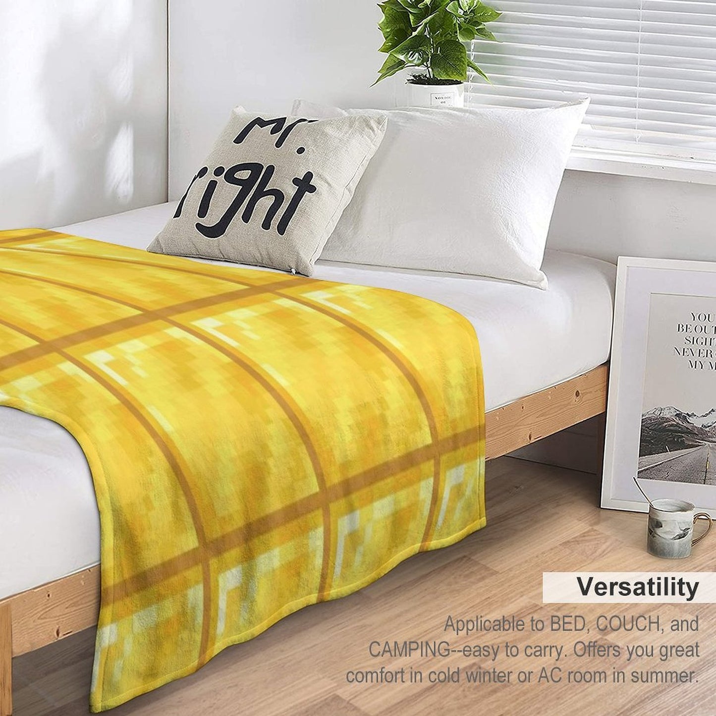 Minecraft Gold Block Texture Pixel Art Versatility Throw Blanket