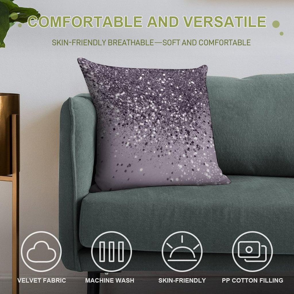 Lavender Lady Glam #2 (Photo of Glitter Only - Not Reflective) Soft Fade-Resistant Throw Pillow