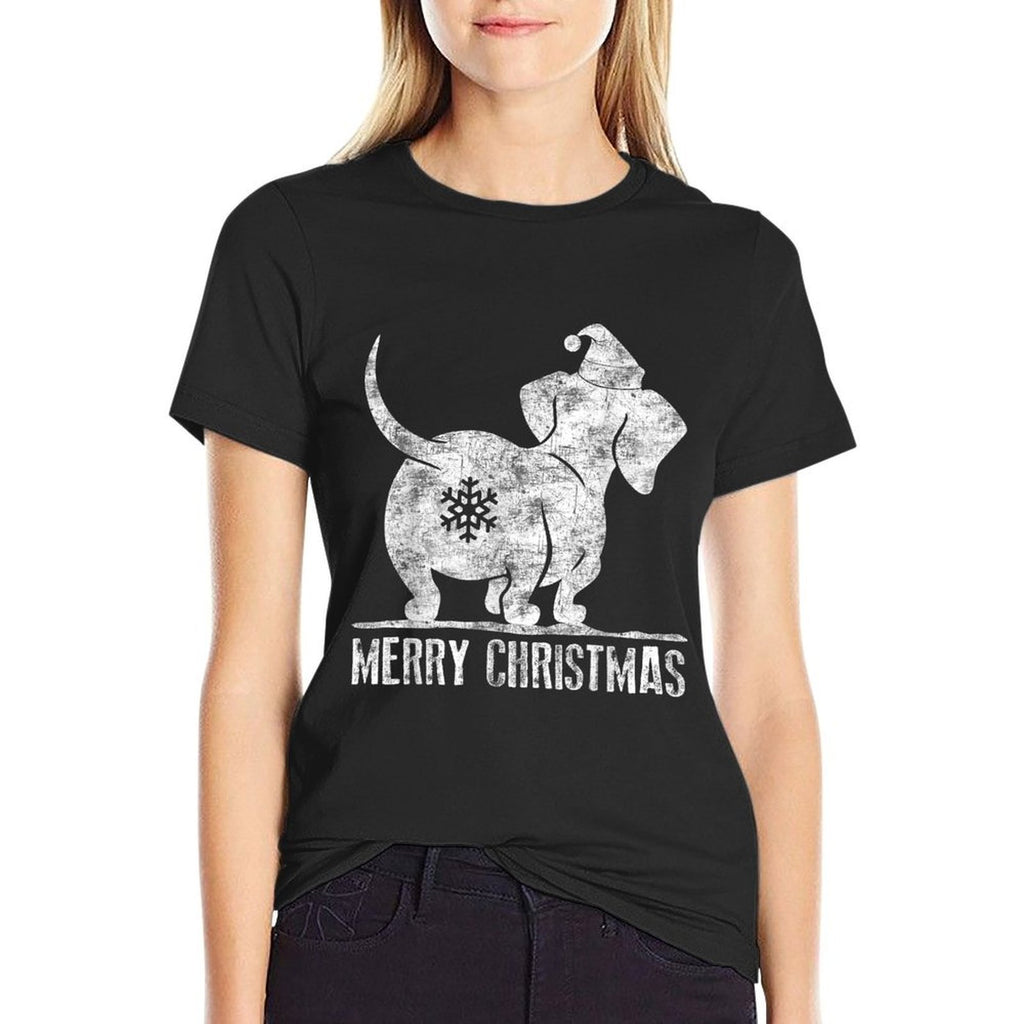 Funny Dachshund Ugly Christmas Weiner Dog Lovers Women  Soft T-Shirt