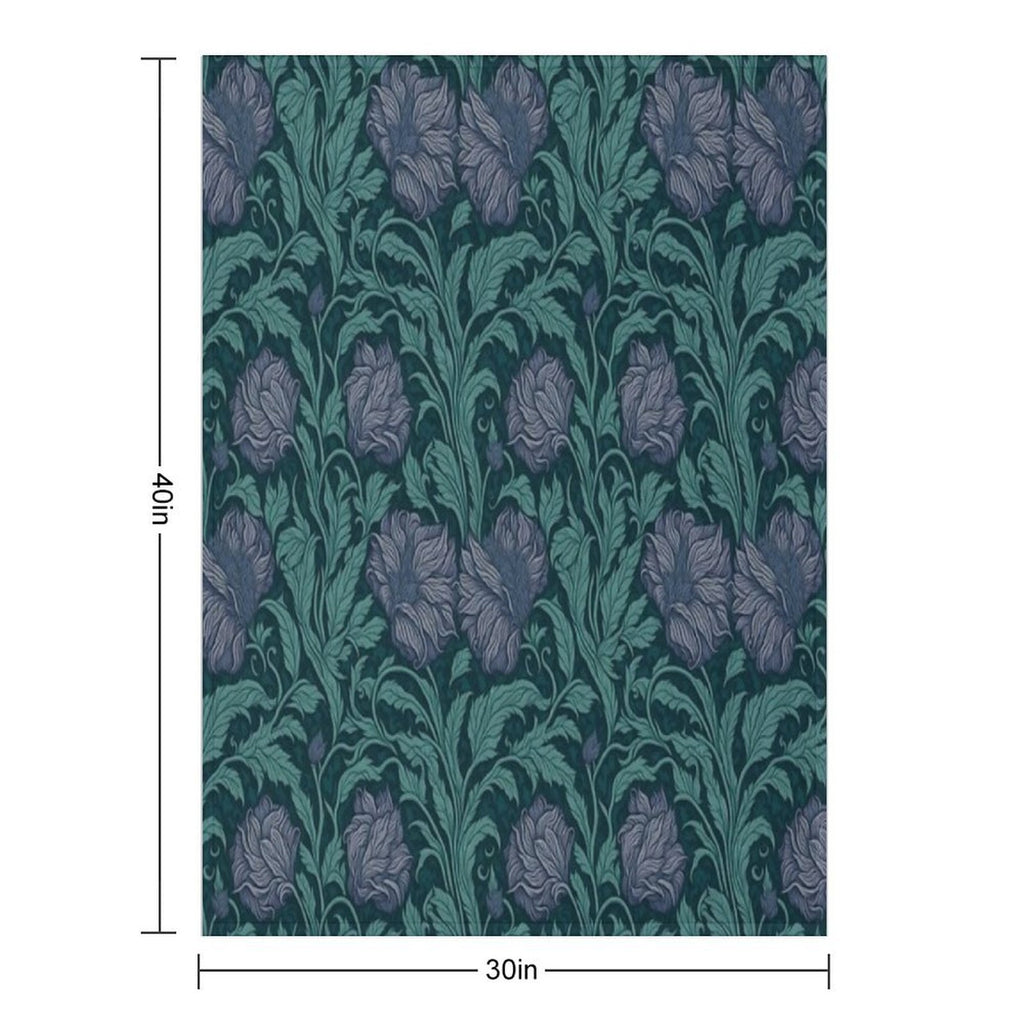 Floral Teal Delight Inspired by William Morris Pimpernel Shrink-resistant Throw Blanket
