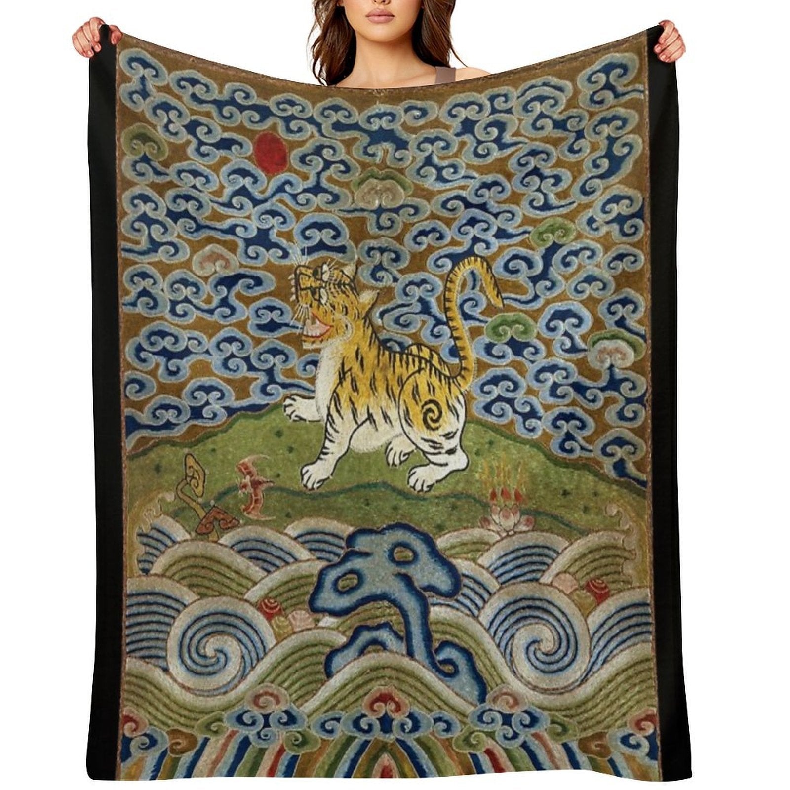 Chinese Tiger - Rank Badge Anti-pilling Throw Blanket