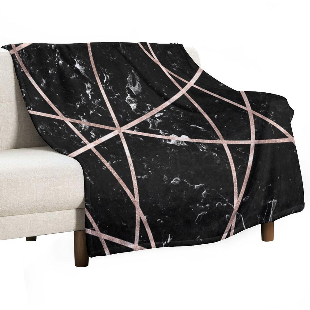 Black Marble Rose Gold Geo Glam #1 #geo #decor #art Machine-washable Throw Blanket